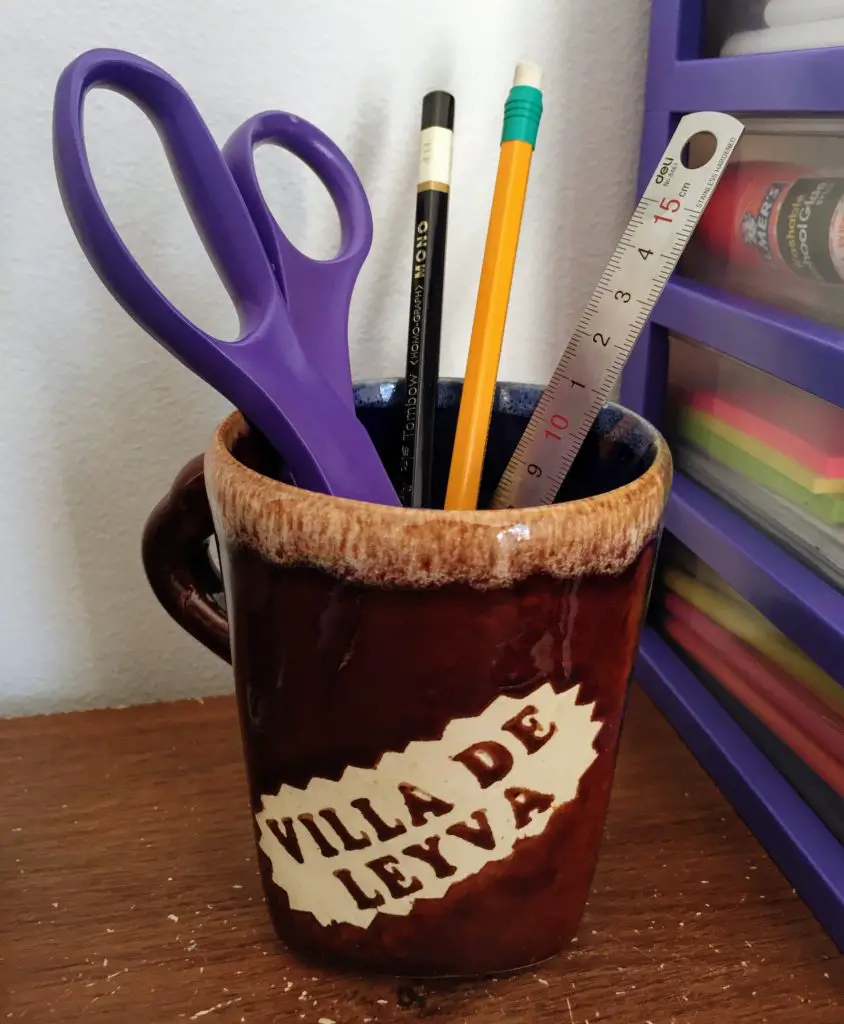 Bullet Journaling Workspace Scissors and Pencils